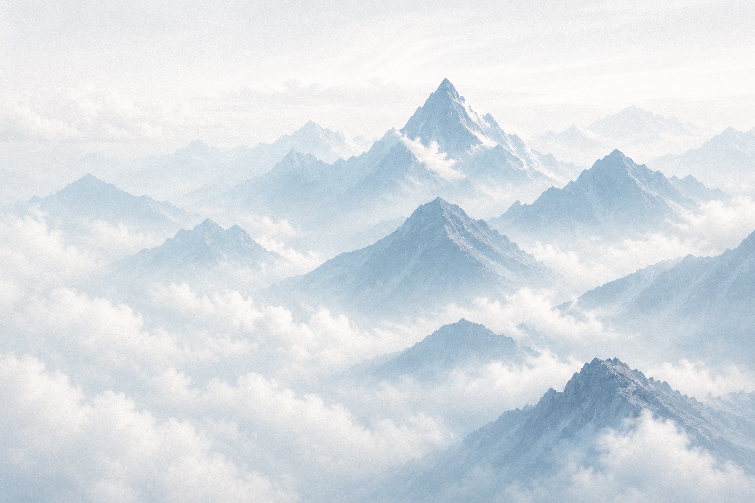 Mountain peaks rising above the clouds